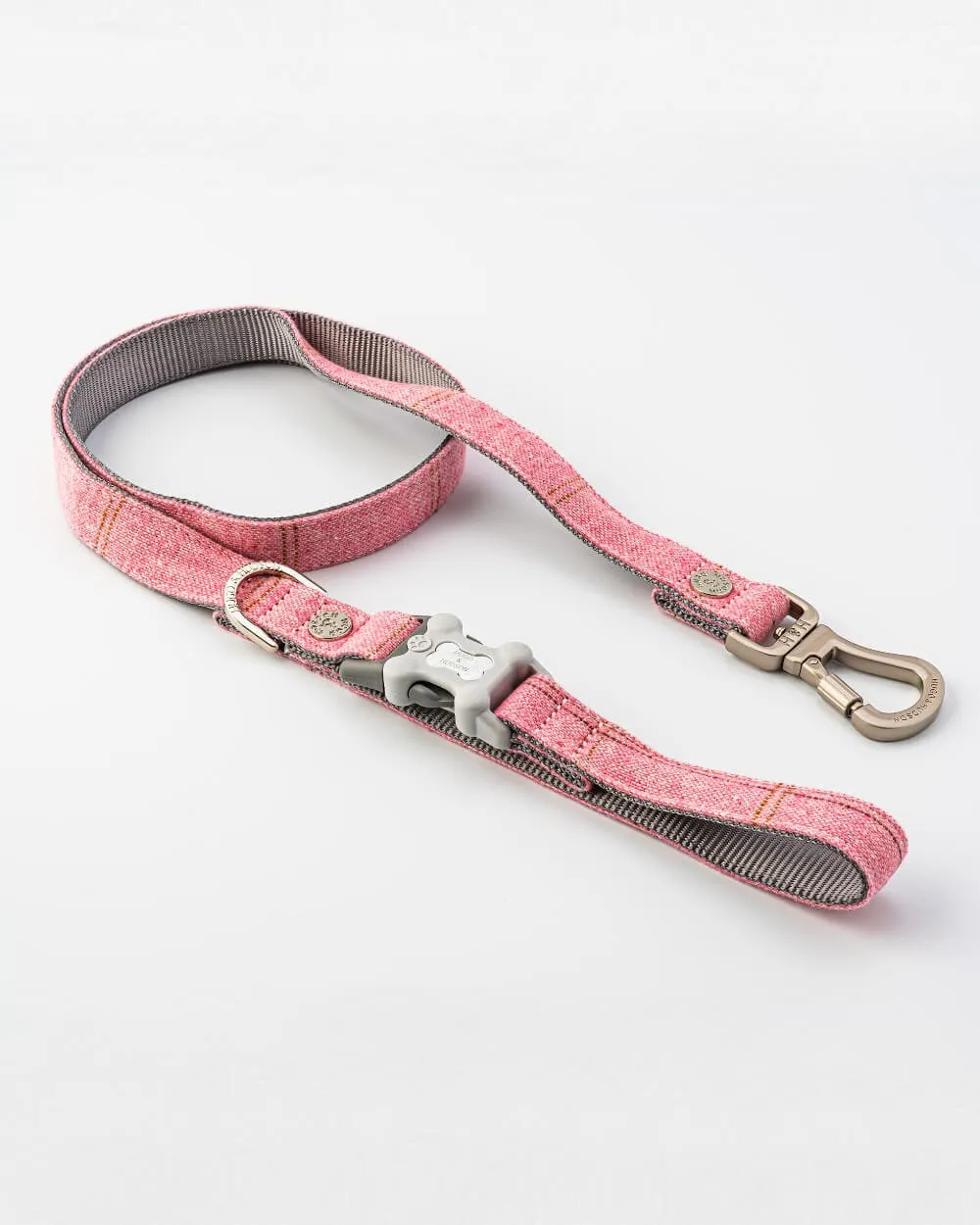 Tweed Dog Leash - Pink Check