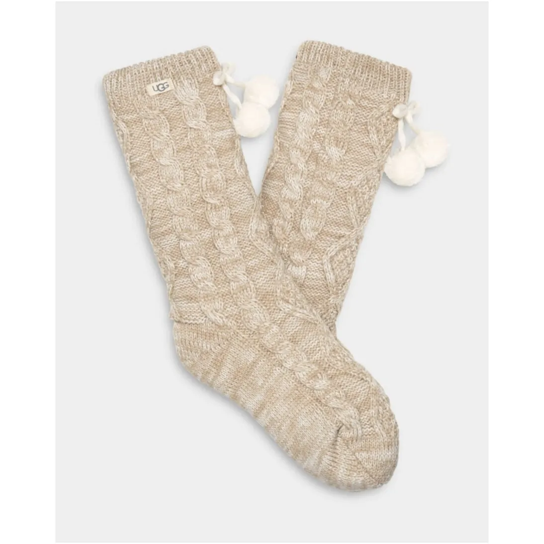 UGG PomPom Fleece Crew Sock In Cream 1014837