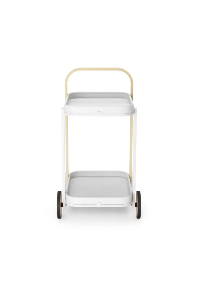 Umbra - Bellwood Bar Cart - White & Natural SEO-friendly keywords: white bar cart, natural bar cart