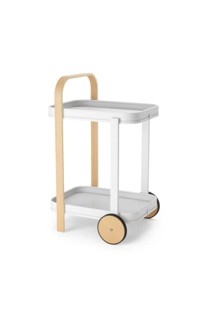 Umbra - Bellwood Bar Cart - White & Natural SEO-friendly keywords: white bar cart, natural bar cart