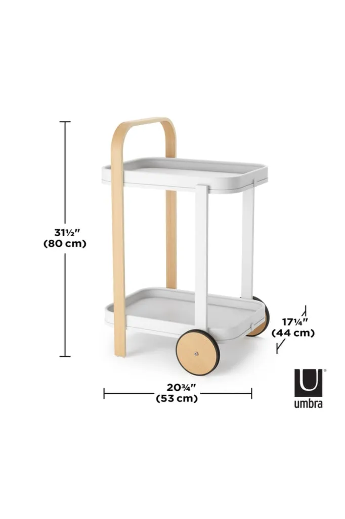 Umbra - Bellwood Bar Cart - White & Natural SEO-friendly keywords: white bar cart, natural bar cart