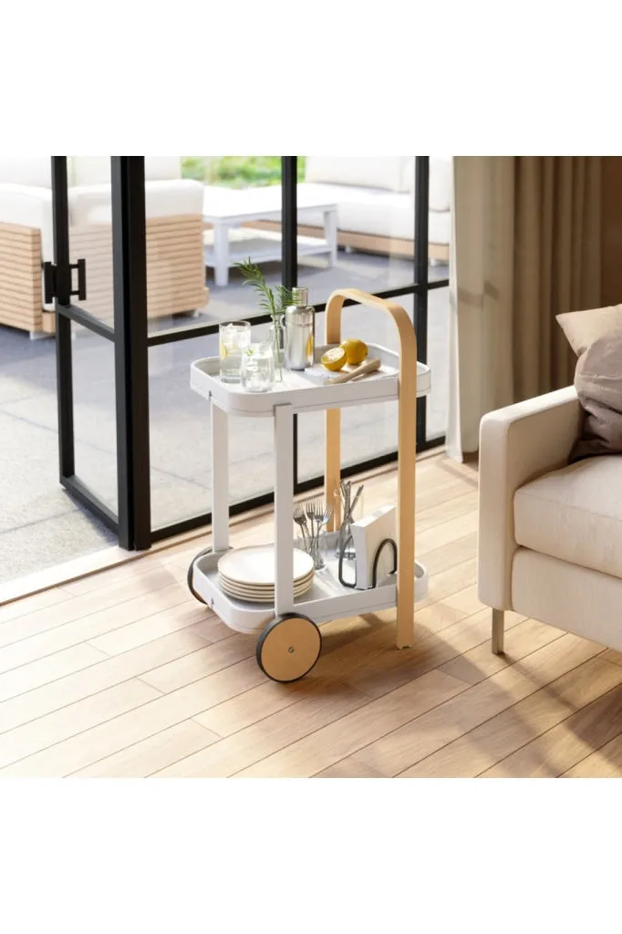 Umbra - Bellwood Bar Cart - White & Natural SEO-friendly keywords: white bar cart, natural bar cart