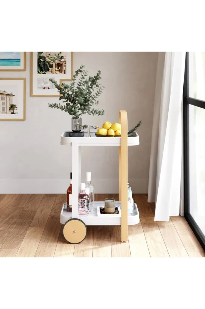 Umbra - Bellwood Bar Cart - White & Natural SEO-friendly keywords: white bar cart, natural bar cart