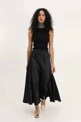 Valentina Black Satin Skirt