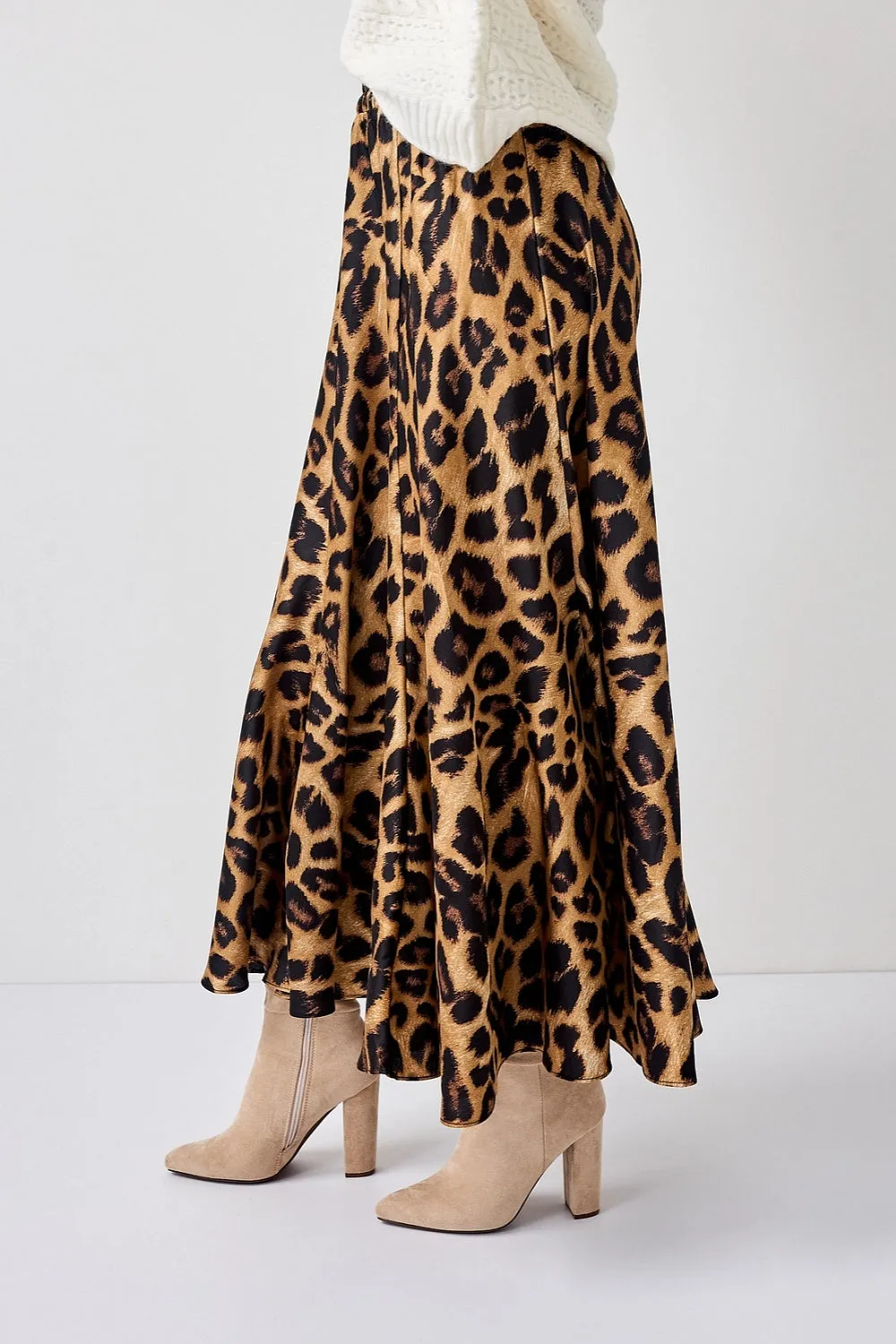 Valentina Caramel Leopard Satin Skirt