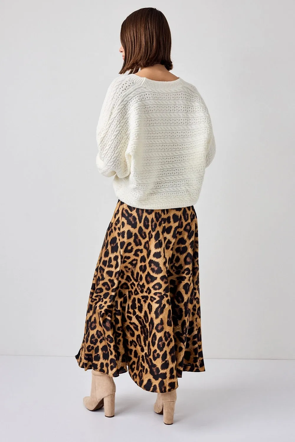 Valentina Caramel Leopard Satin Skirt