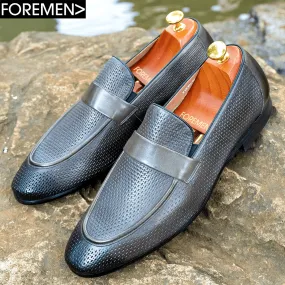 VALKAN Grey Leather Loafers - Buy Online Now!