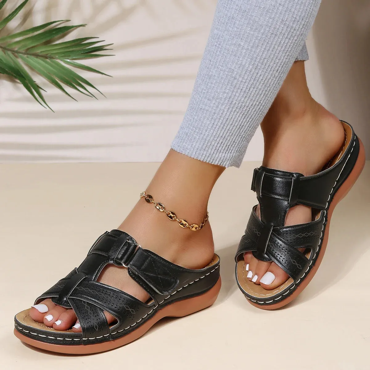 Vintage Retro Platform Sandals with Anti-Slip Casual Design