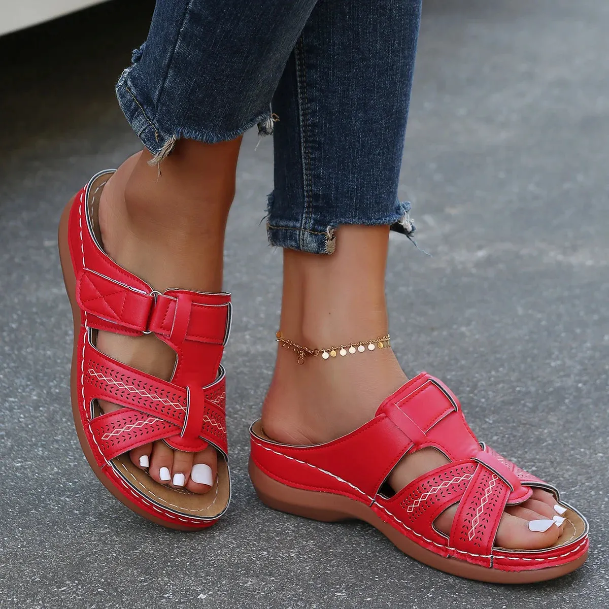 Vintage Retro Platform Sandals with Anti-Slip Casual Design