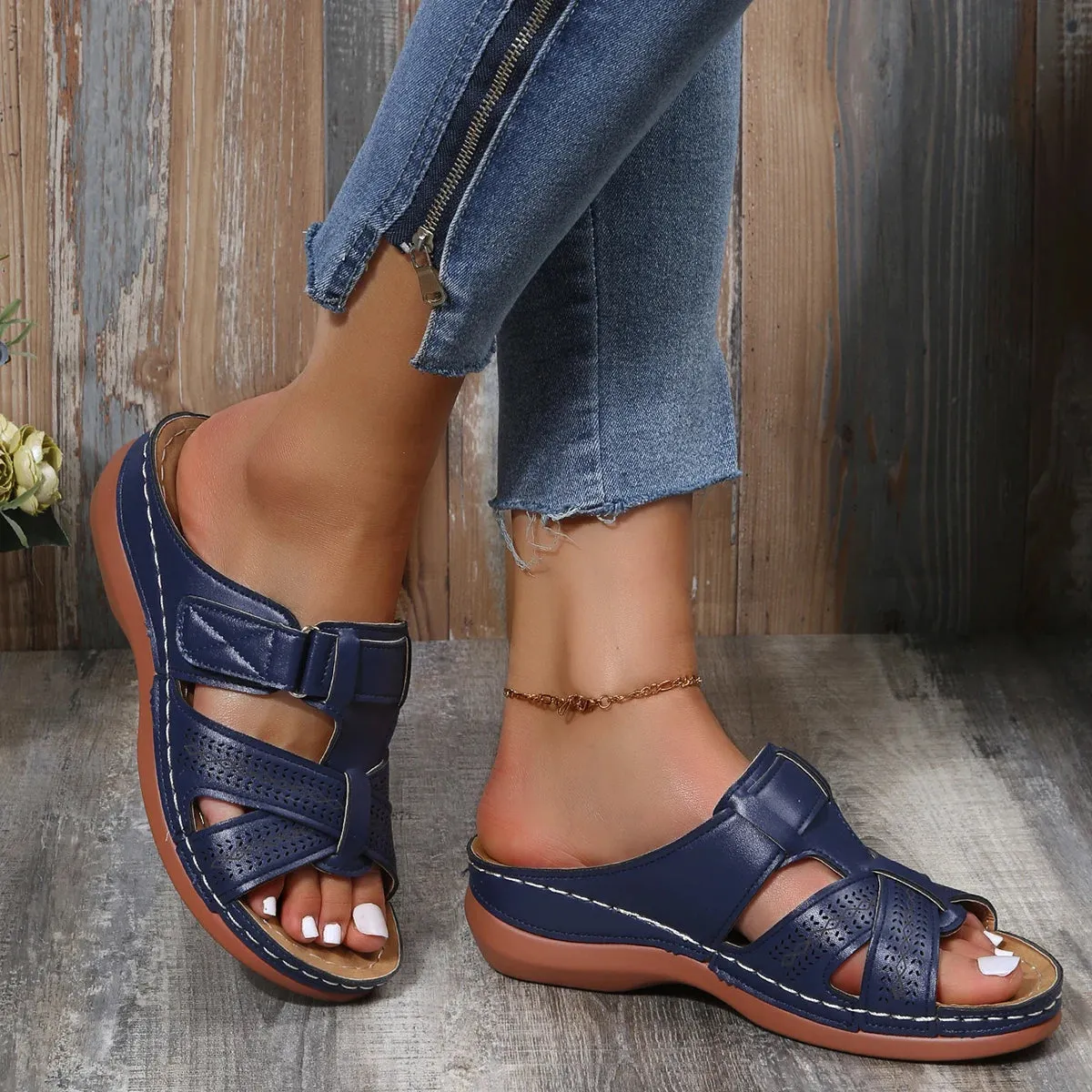 Vintage Retro Platform Sandals with Anti-Slip Casual Design