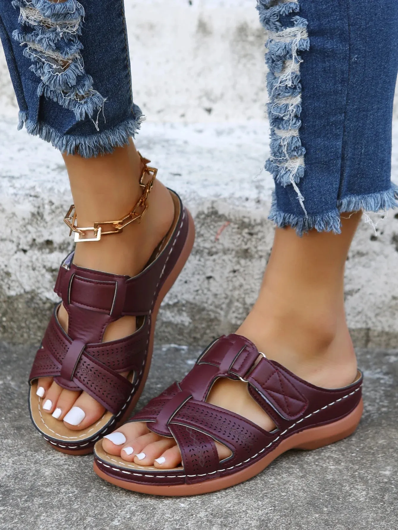 Vintage Retro Platform Sandals with Anti-Slip Casual Design