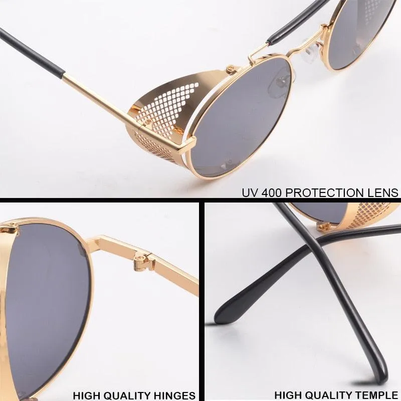 Vintage Round Steampunk Sunglasses - Metal Frame | Rediscover the Steam Era