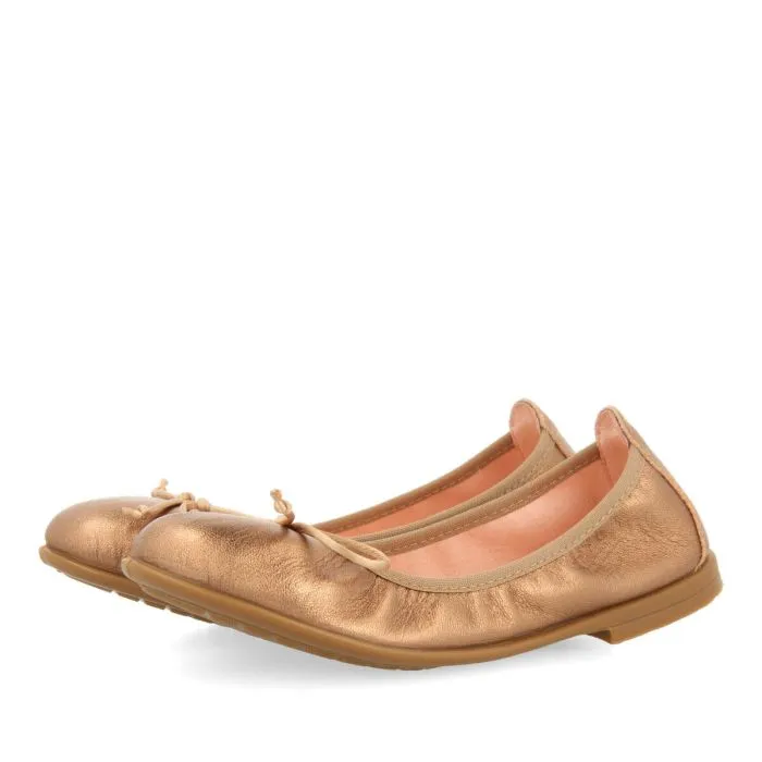 Volders girls' rose gold leather ballet flats