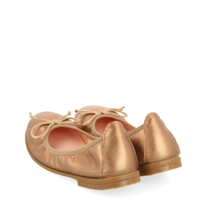 Volders girls' rose gold leather ballet flats