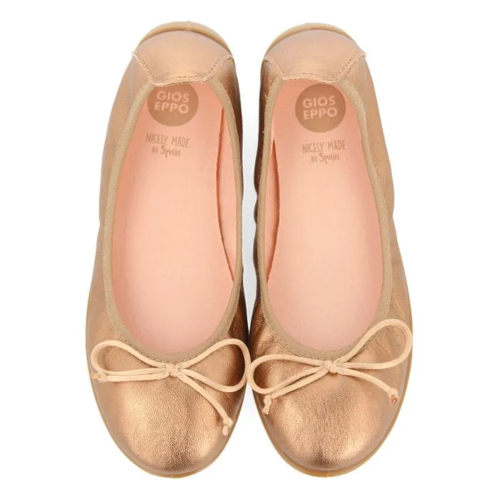 Volders girls' rose gold leather ballet flats