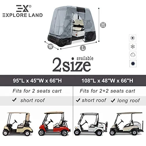 Weatherproof Golf Cart Cover - Accessories for 2/4 Passengers Golf Carts