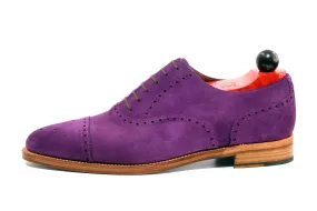 Windermere Suede Shoes - Purple Color with Natural Edge Trim - TMG Last - Double Leather Sole - Shop Now