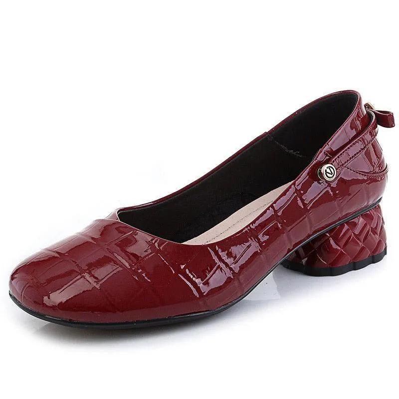 Women's Casual Shoes - Medium Heel, Leather Pumps (FX315)