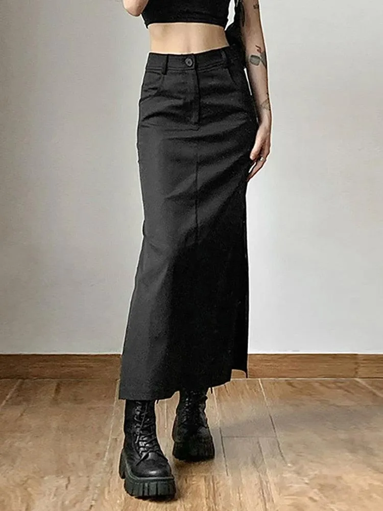 Women's High Waist Slim Fit Long Skirt for Casual Styling