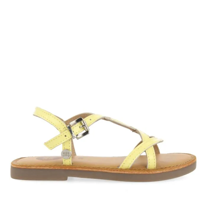 YELLOW LEATHER SANDALS WITH STRAPS FOR GIRL SLIVNO