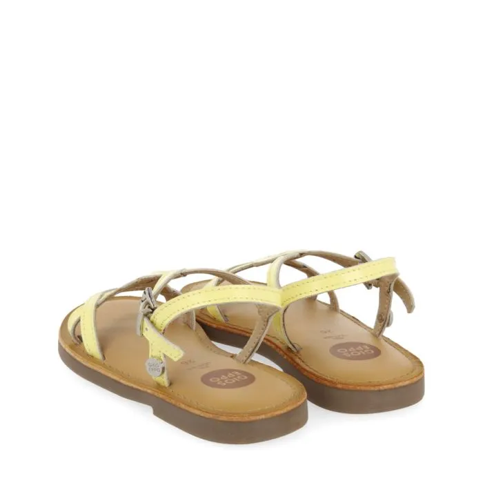 YELLOW LEATHER SANDALS WITH STRAPS FOR GIRL SLIVNO