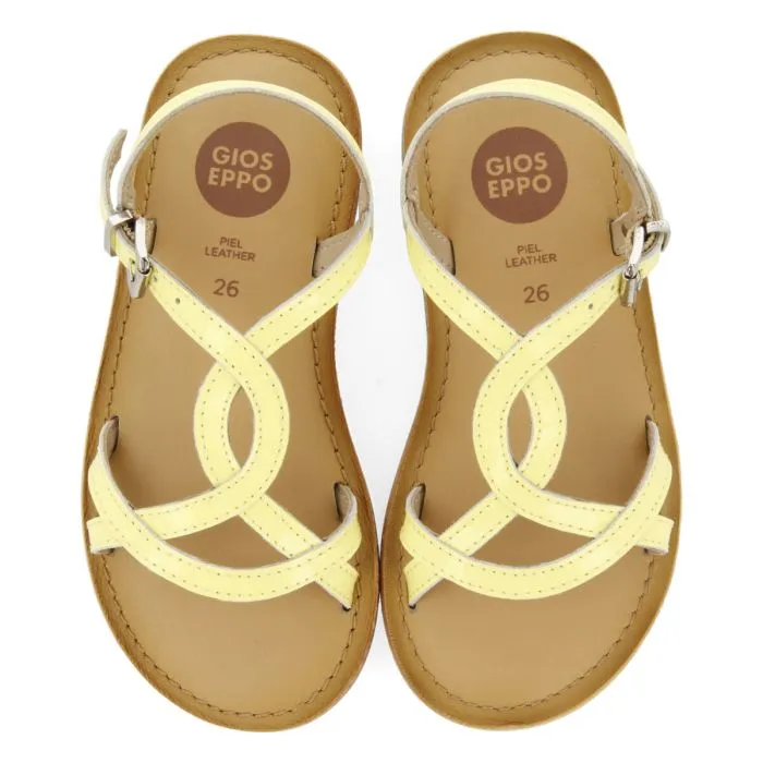 YELLOW LEATHER SANDALS WITH STRAPS FOR GIRL SLIVNO