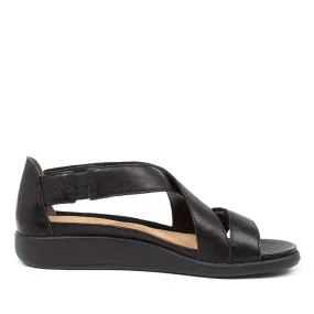 ZIERA women's black wedge sandals - ISSY collection