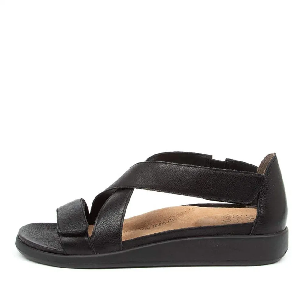 ZIERA women's black wedge sandals - ISSY collection