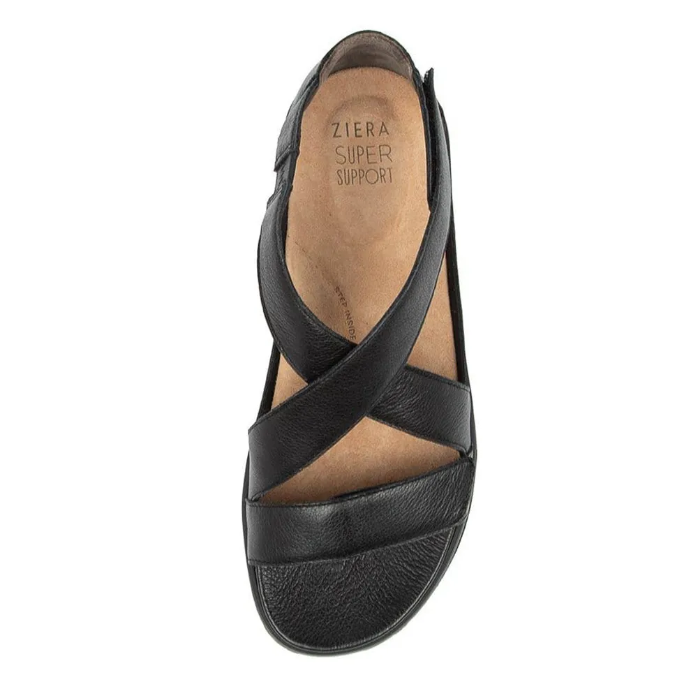 ZIERA women's black wedge sandals - ISSY collection